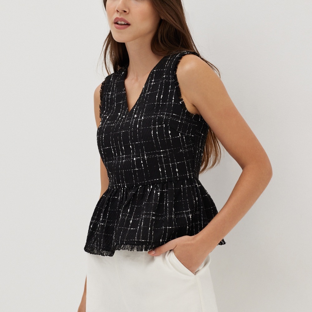 Tweed Peplum Top
